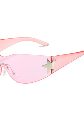 日本topwhit秋季新款连体太阳镜 热包裹性一体眼镜 个性五角星