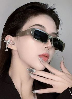 日本topwhit钢皮金属方形太阳镜ins新款墨镜女嘻哈个性潮流