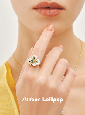 AmberLollipop贝母戒指女
