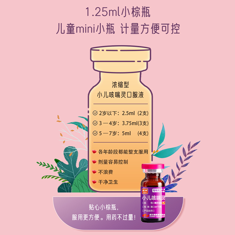 [5盒装]康隆小儿咳喘灵口服液(浓缩型) 1.25ml*12支/盒 - 图1