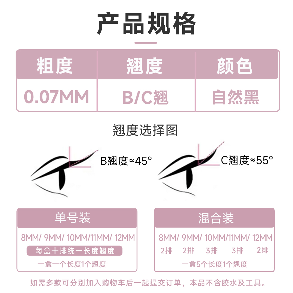 侯小姐天鹅绒单根多取睫毛嫁接漫画款太阳花款超软仙女美睫店专用-图1