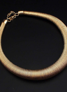 欧美大牌夸张金属弹簧项链合金短款项圈 项链外贸necklace women