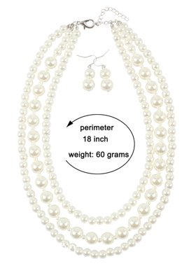 Multi layer Pearl Necklace Earrings women珍珠短款女气质项链