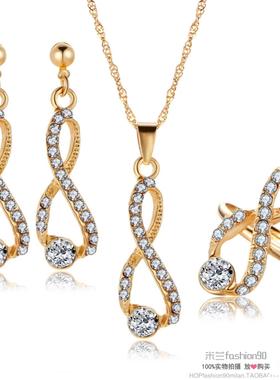 Wedding women crystal diamond earrings necklace jewelry set