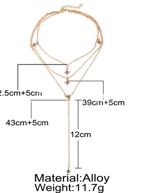 Golden Crystal Multilayer Chain necklaces Women's Suit项链女