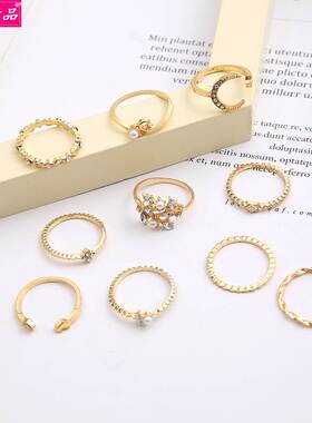 Pearl Leaves Creative Vintage Women's Knuckle Ring set