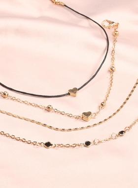 hand accessories fashion love rope black bracelet set 手链