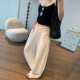 ສີຂາວ Scimitar Pants ເຢັນຂອງແມ່ຍິງ Tencel Linen ກາງເກງຂາກ້ວາງ