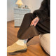 Women's woolen slit mid-length skirt plus fleece