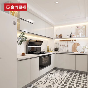 金牌厨柜橱柜定制开放式整体厨房一体式灶台柜家用石英石台面定做