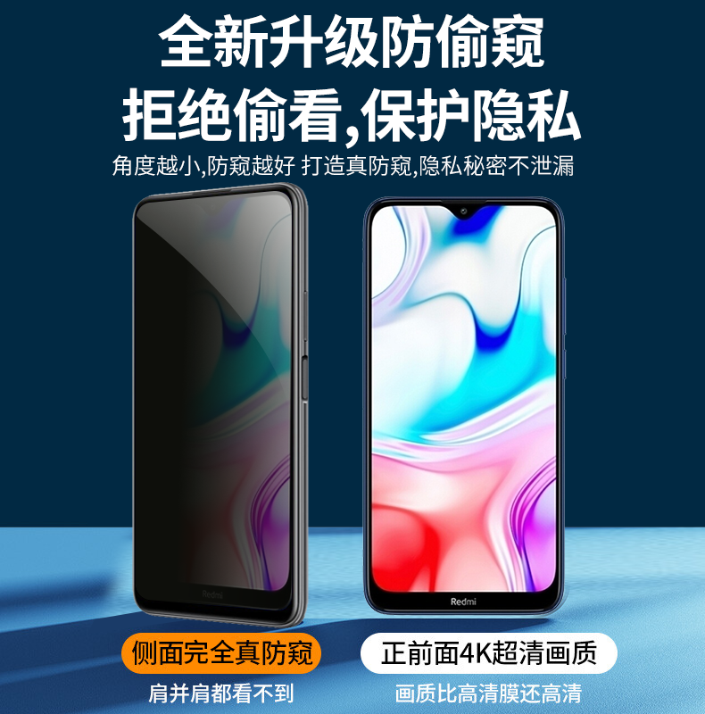 适用红米8A钢化膜小米redmi8a手机膜新品全屏覆盖抗蓝光MI八无白边高清防指纹防摔防爆防窥保护贴膜 - 图3