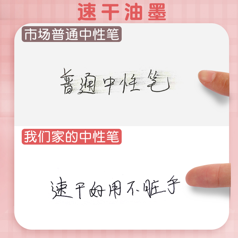 高颜值直液式走珠笔速干大容量0.5mm针管型中性笔学生考试专用直液笔笔芯黑色笔中性笔好看少女心水笔签字笔 - 图2