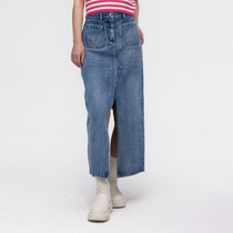 (designer brand CAYLA) 23 autumn winter new open slit denim half dress 041