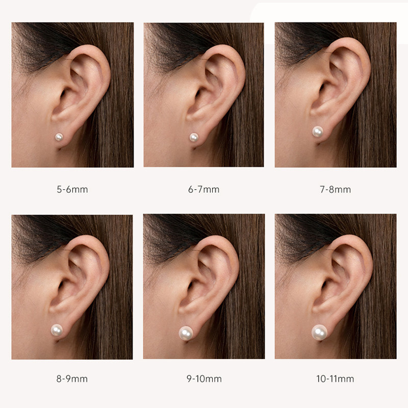 kez淡水珍珠s925银正圆强光感耳钉 kez珠宝耳饰