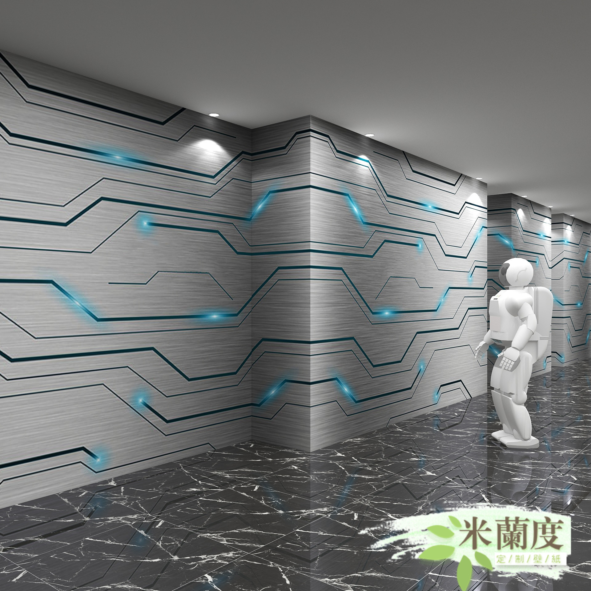 3d立体科技感墙纸办公室网咖电竞ktv工业风墙布金属电路板壁纸