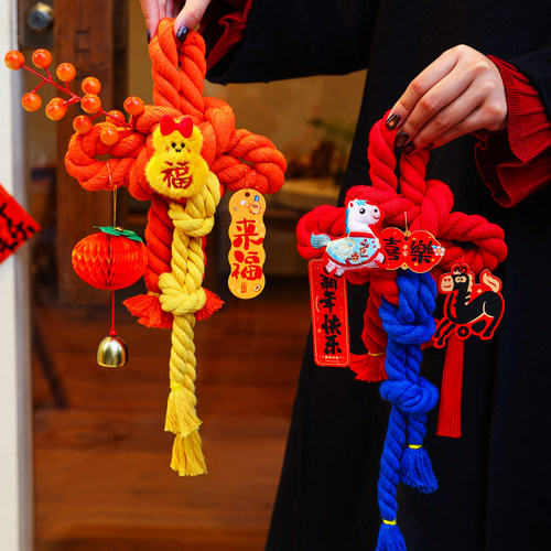 中国结挂件2026新款万字结挂饰小挂件入户门把手客厅福装饰品布置 - 图2