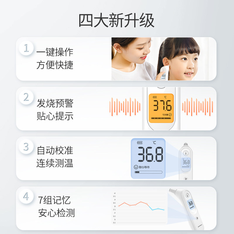 鱼跃婴儿体温枪家用精准电子温度计 鱼跃健康之家体温计类