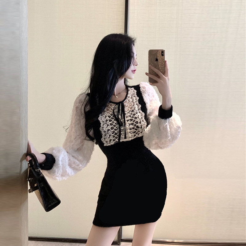 年会洋装小礼服性感紧身包臀法式别致宫廷风高级金丝绒连衣裙秋冬