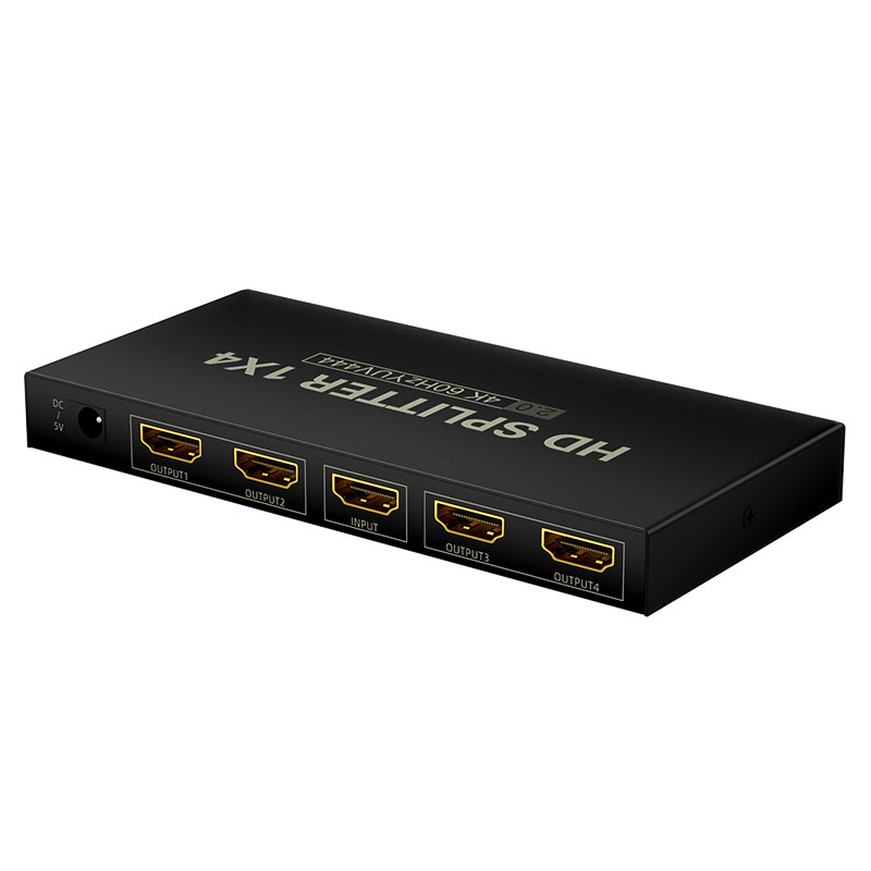 HDMI一分四分配器高清视频4k/60Hz电视机投影仪HDMI分屏器1进4出多屏幕切换器一拖四电脑显示器扩展器分屏器