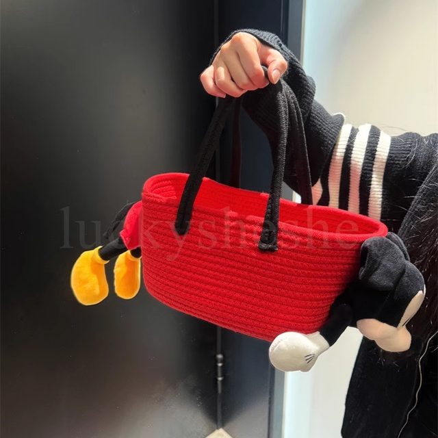 Hand-carrying bucket lunch box bag cute Mickey dish basket bag