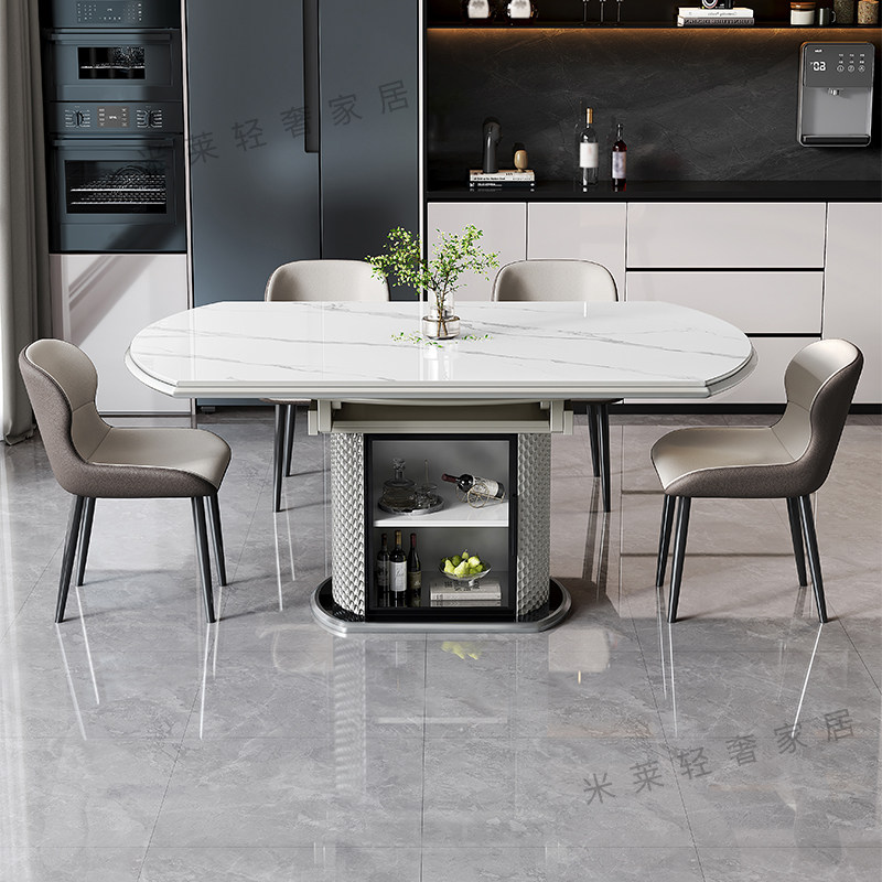 轻奢岩板多功能伸缩餐桌椅电磁炉电动暖菜板可变圆桌饭桌可配转盘,淘宝优惠券,粉丝福利购,淘宝优惠卷