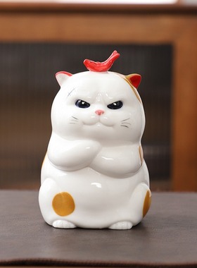 现代萌系可爱逗趣陶瓷猫咪摆件 少女心送人礼物家居装饰商务礼品
