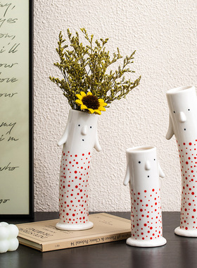 波点呆萌人脸陶瓷花瓶