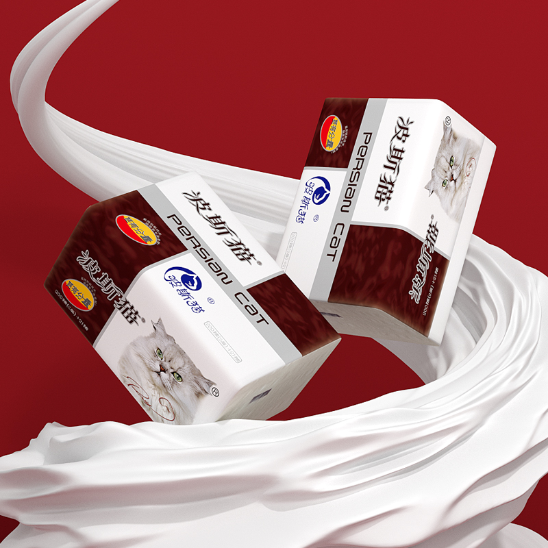 波斯猫442张抽纸餐巾纸80包整箱家用卫生纸实惠装大包纸巾面巾纸