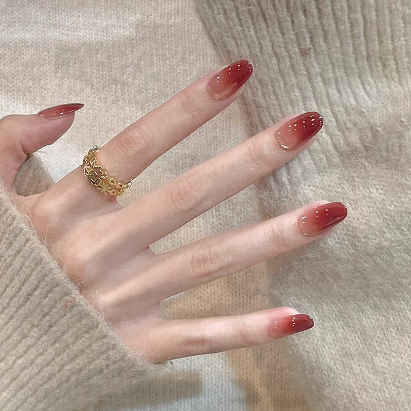 2026年新款手工穿戴甲冰镇石榴红色显白高级感猫眼美甲贴片成品,淘宝优惠券,粉丝福利购,淘宝优惠卷