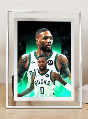NBA利拉德水晶相框摆件周边照片