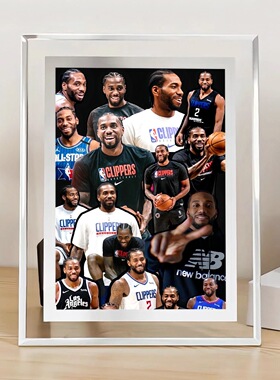 NBA伦纳德周边玻璃水晶相框摆台