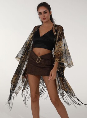 中东亮片开衩披肩防晒 Sequin slit shawl for sun protection