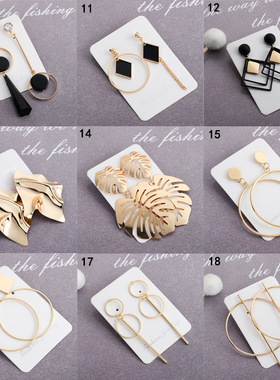 欧美金色冷淡风简约合金耳环 Hollow exaggerated alloy earring