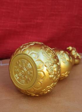 葫芦黄头葫芦摆件客厅招财纳福开盖空心大龙号铜如意见描述黄铜貔