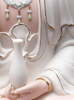 速发佛遗手工德摆白瓷陶瓷自在观音非像家用客厅供佛化件观世音佛