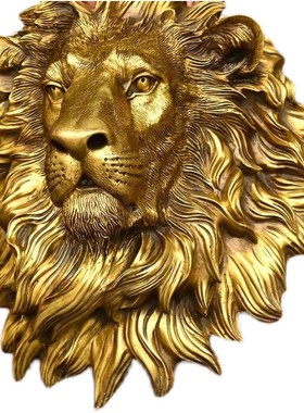 速发黄铜狮子头挂件挂牌铜兽首门口饰饰墙挂家礼客厅工艺品商务用