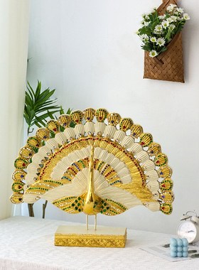 速发泰国孔雀开屏木雕摆柜东南亚风格客厅玄关电视酒件办公室装饰