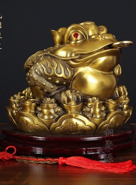 速发铜九子招财金蟾八财纳蟾金方蛤蟆蟾王咬钱蟾蜍客厅办公室供奉