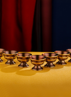 速发纯铜杯复古供水杯5脚西藏高水碗供具用品铜水杯大中小号供款