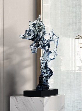 速发轻明透奢太湖石摆件酒店大堂客厅玄关仿奇石头树脂雕塑装饰品