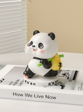 速发治愈熊猫办面小摆件桌公工室位解压家居客厅装饰品送男生日礼