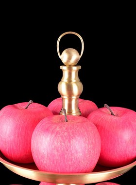 速发供佛黄铜三层款果水包果贡品盘铜拉丝果碟家用素面水果盘摆件