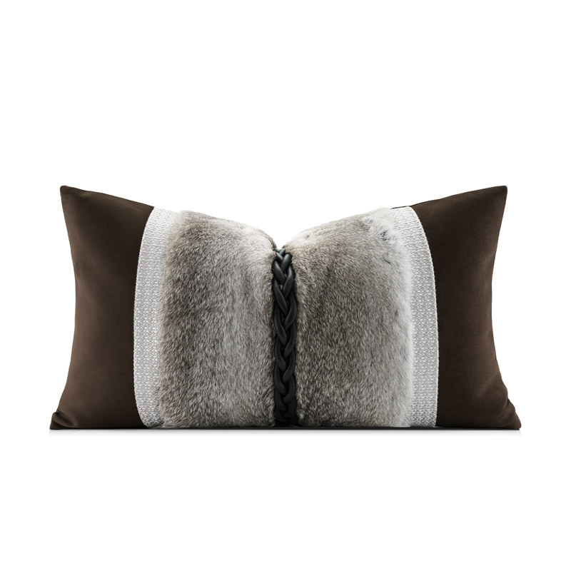 柏洛斯高端意式轻奢麂皮兔毛拼接样板间酒店床头靠枕腰枕沙发抱枕,淘宝优惠券,粉丝福利购,淘宝优惠卷