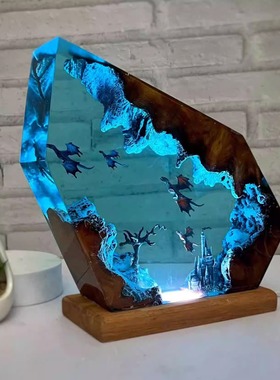火龙和冰龙树脂灯3D龙台灯