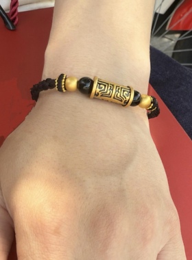 黄金手链饕餮图腾足金999男生手串纯金送男友送女友老婆七夕礼物