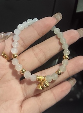 999足金两世欢黄金手链女款和田玉竹节手串520情人节礼物送女朋友