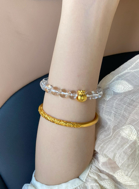 福袋新款黄金平安扣手链女足金999手绳 送女友老婆七夕情人节礼