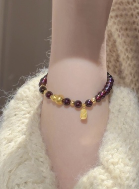 纯金黄金葫芦手链 999足金福禄葫芦手串女转运珠本命年礼物送女友