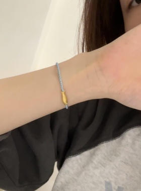 古法黄金小金鱼手链女999足金小鱼手串送女友老婆七夕情人节礼物