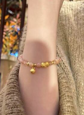 正品黄金999足金招财貔貅宝宝手链转运珠皮丘送女友老婆七夕礼物